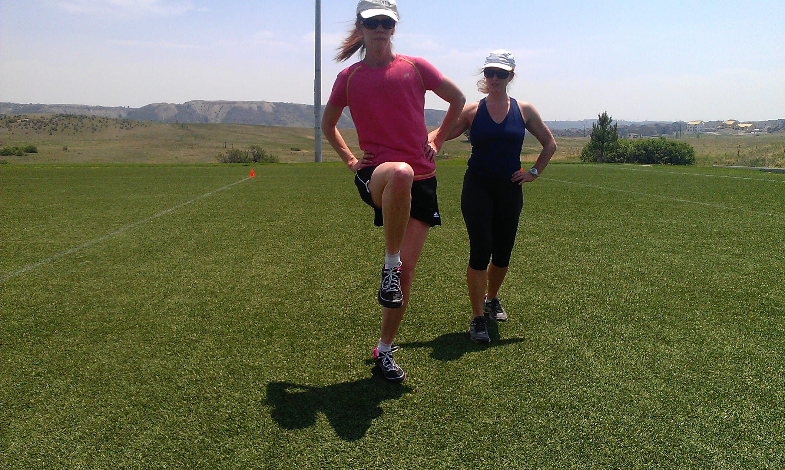 Outdoor training session on athletic field